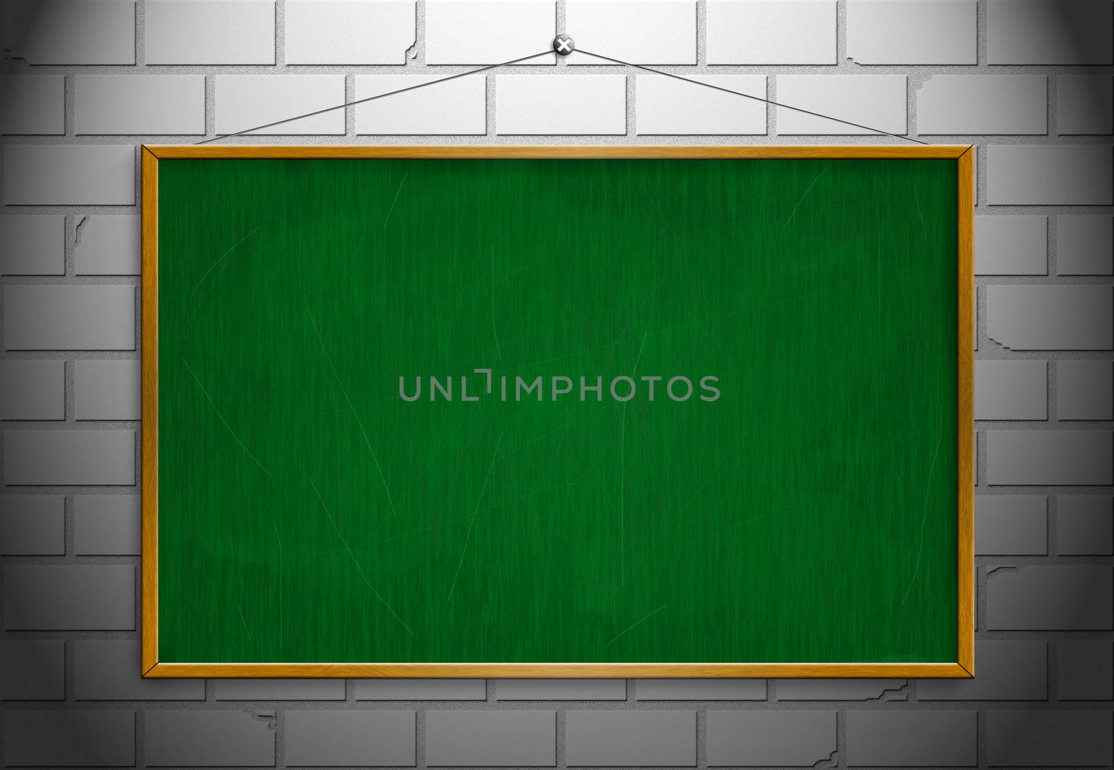 New Black chalk board with wooden frame with hang wall isolated on white background.