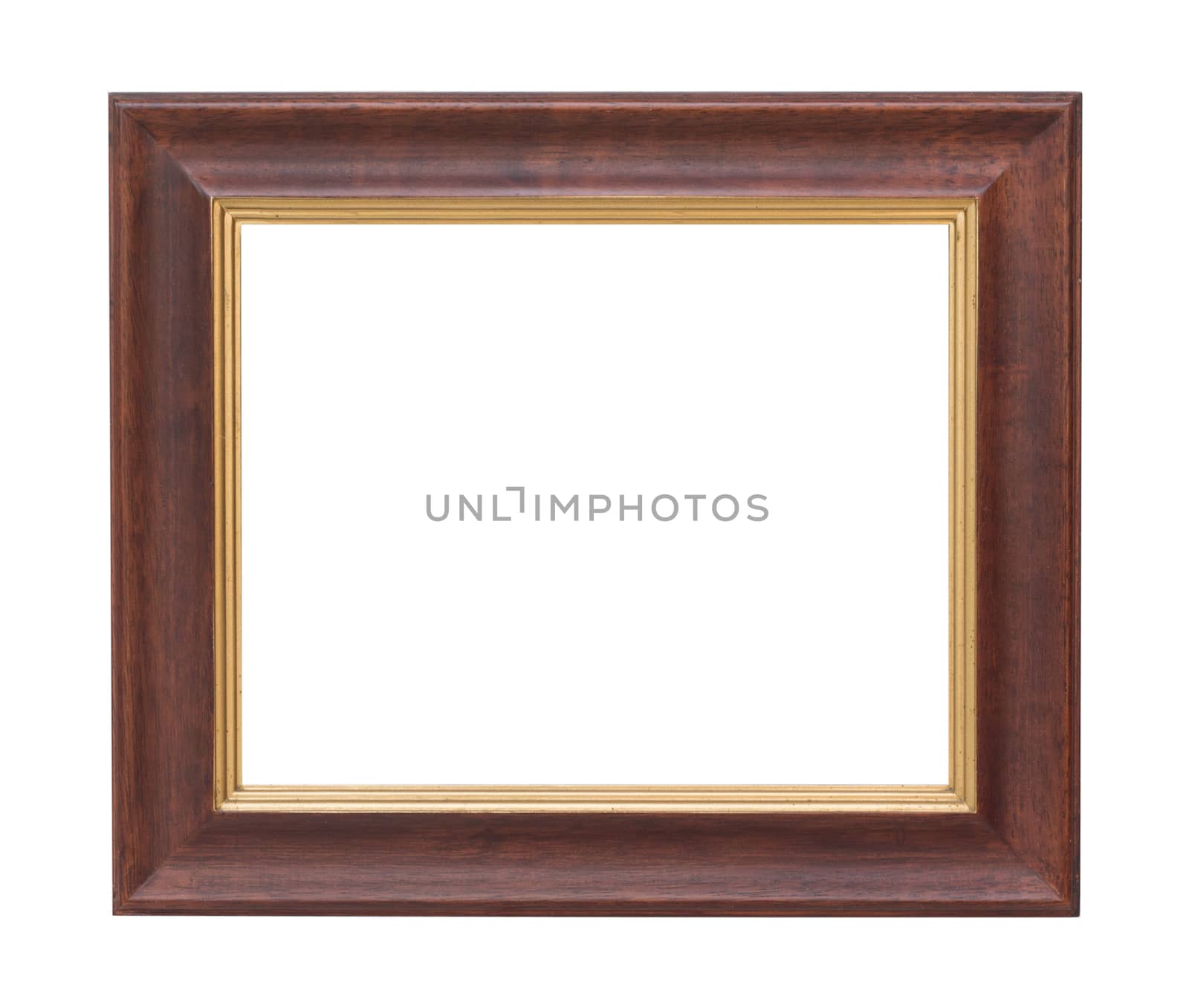 Old wooden plate frame isolated white background.