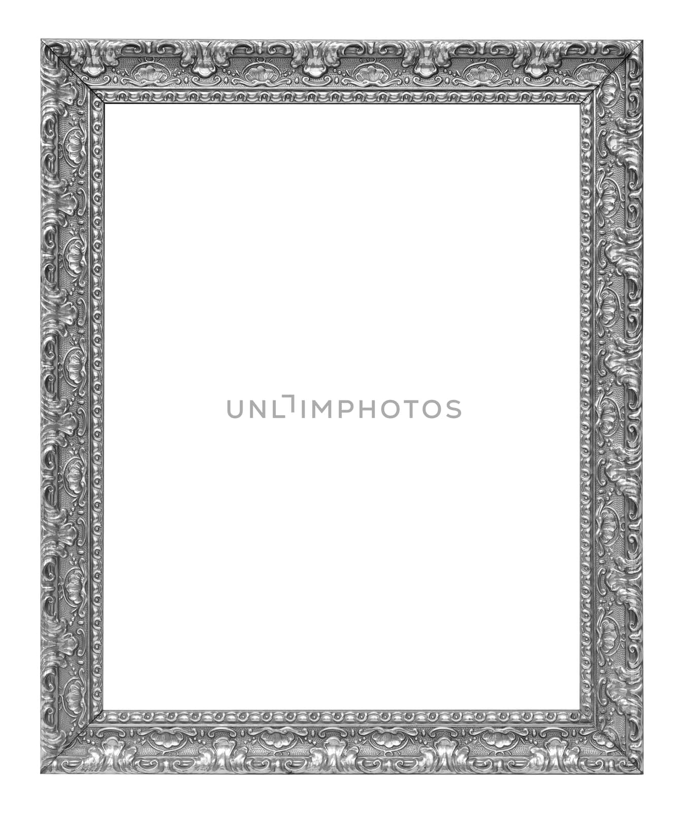 The antique silver vintage isolated white background.