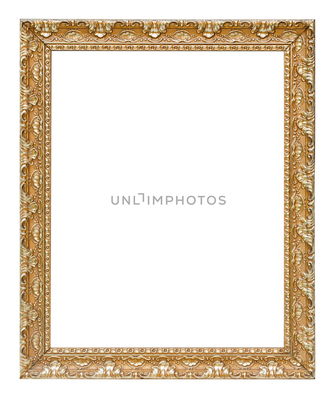 The antique gold vintage frame luxury premium isolated white background.