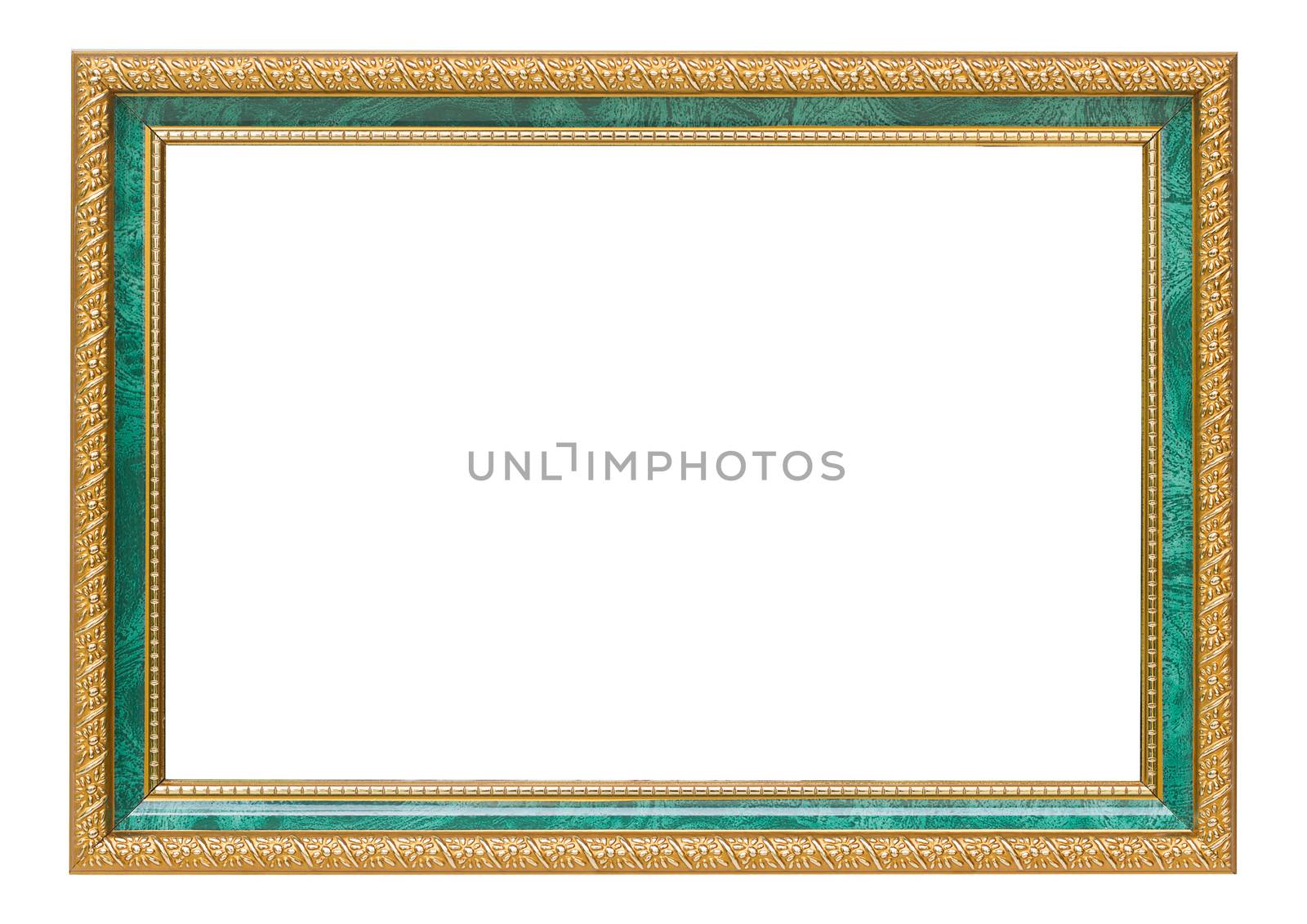 Beautiful gold vintage frame luxury jade isolated white background.