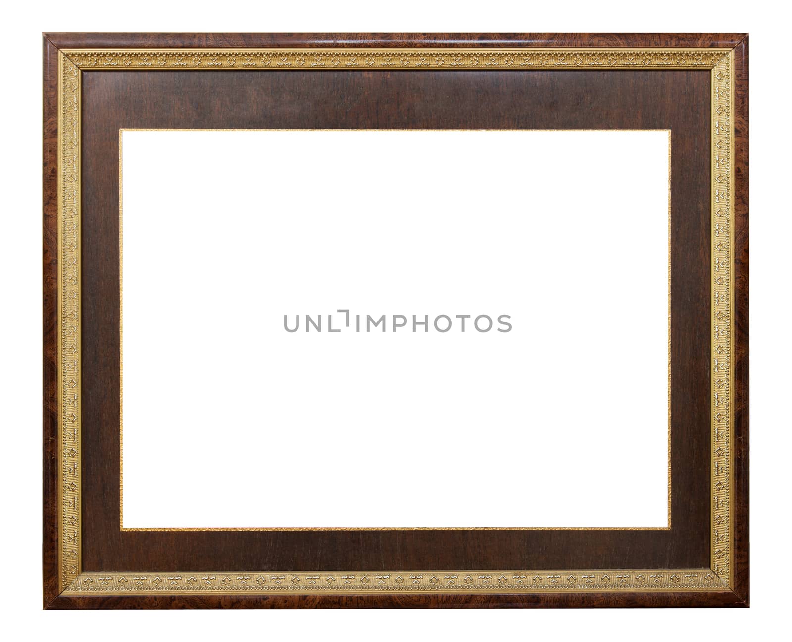 Wooden frame modern vintage isolated white background.