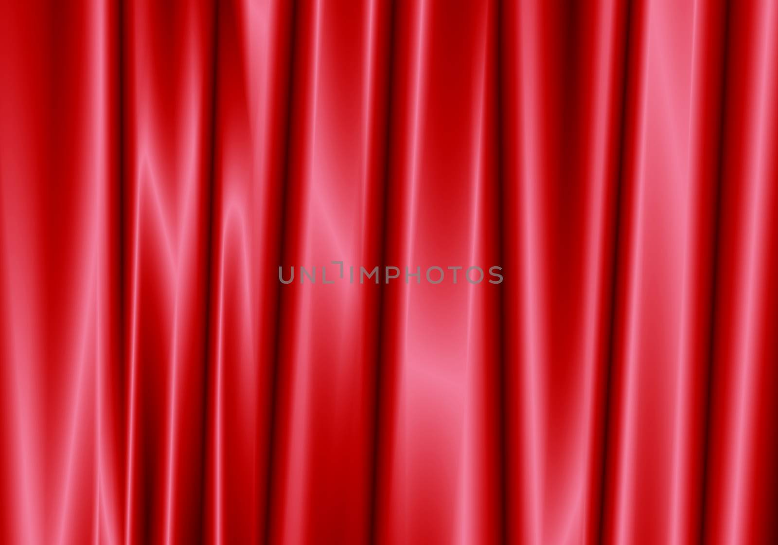 Red curtain reflect with light spot on background.
