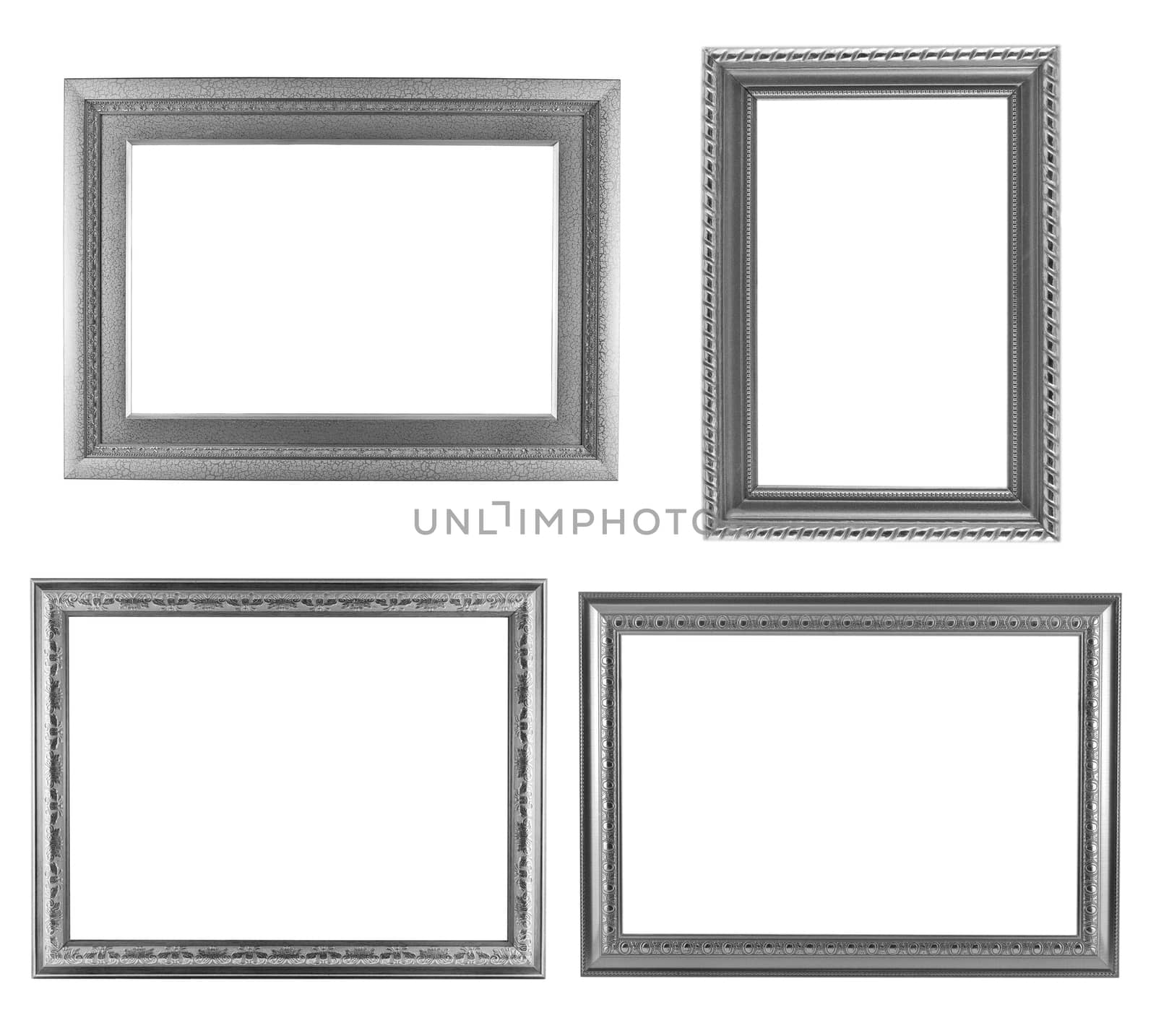 Set of silver frame vintage isolated on white background. by jayzynism