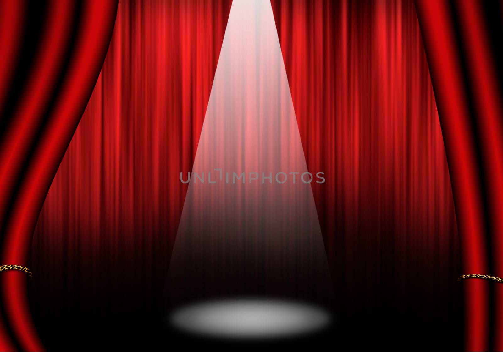 Fill object : Stage of Theater with red curtain. Isolated on whi by jayzynism