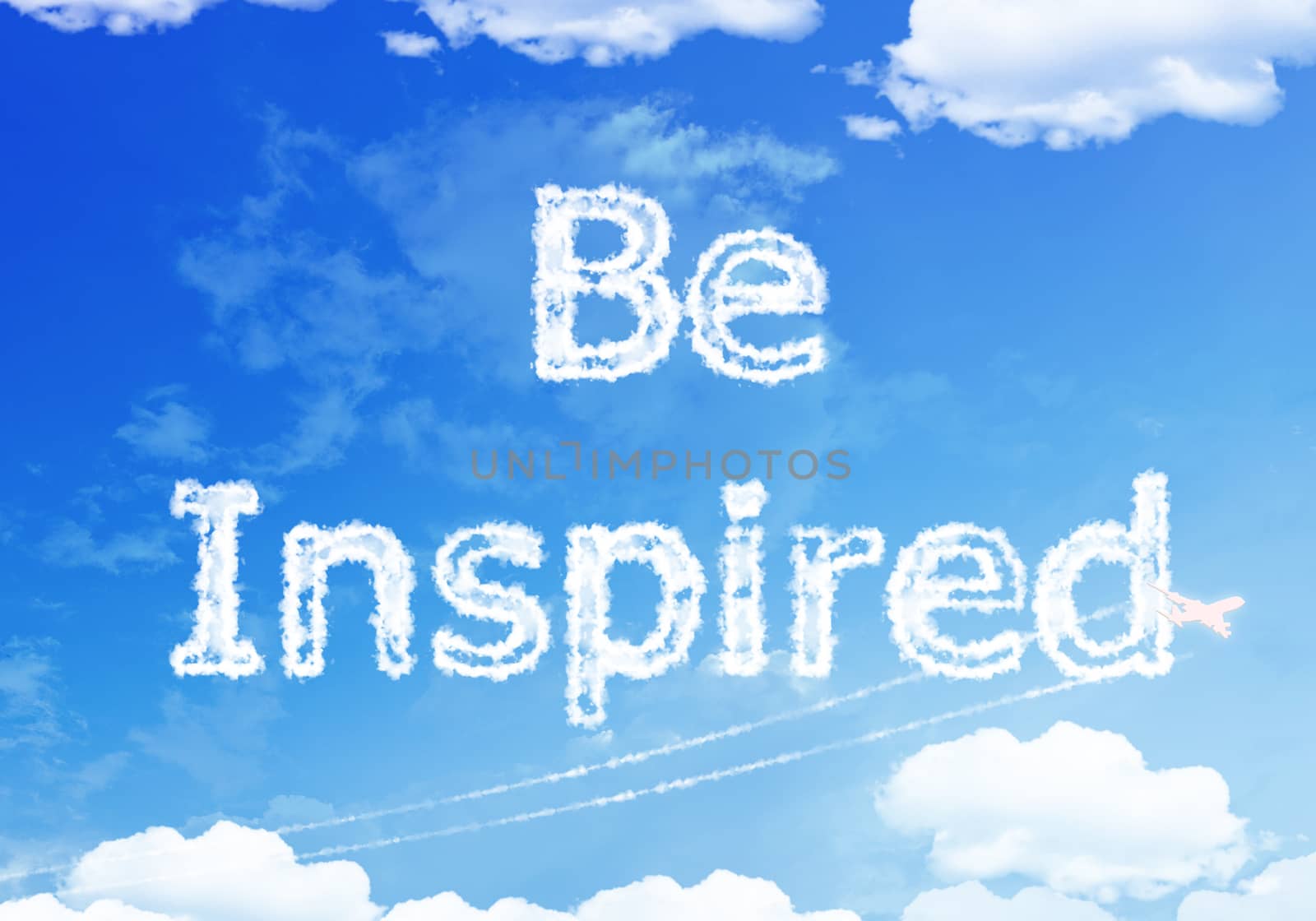 Be inspired text on the sky. by jayzynism