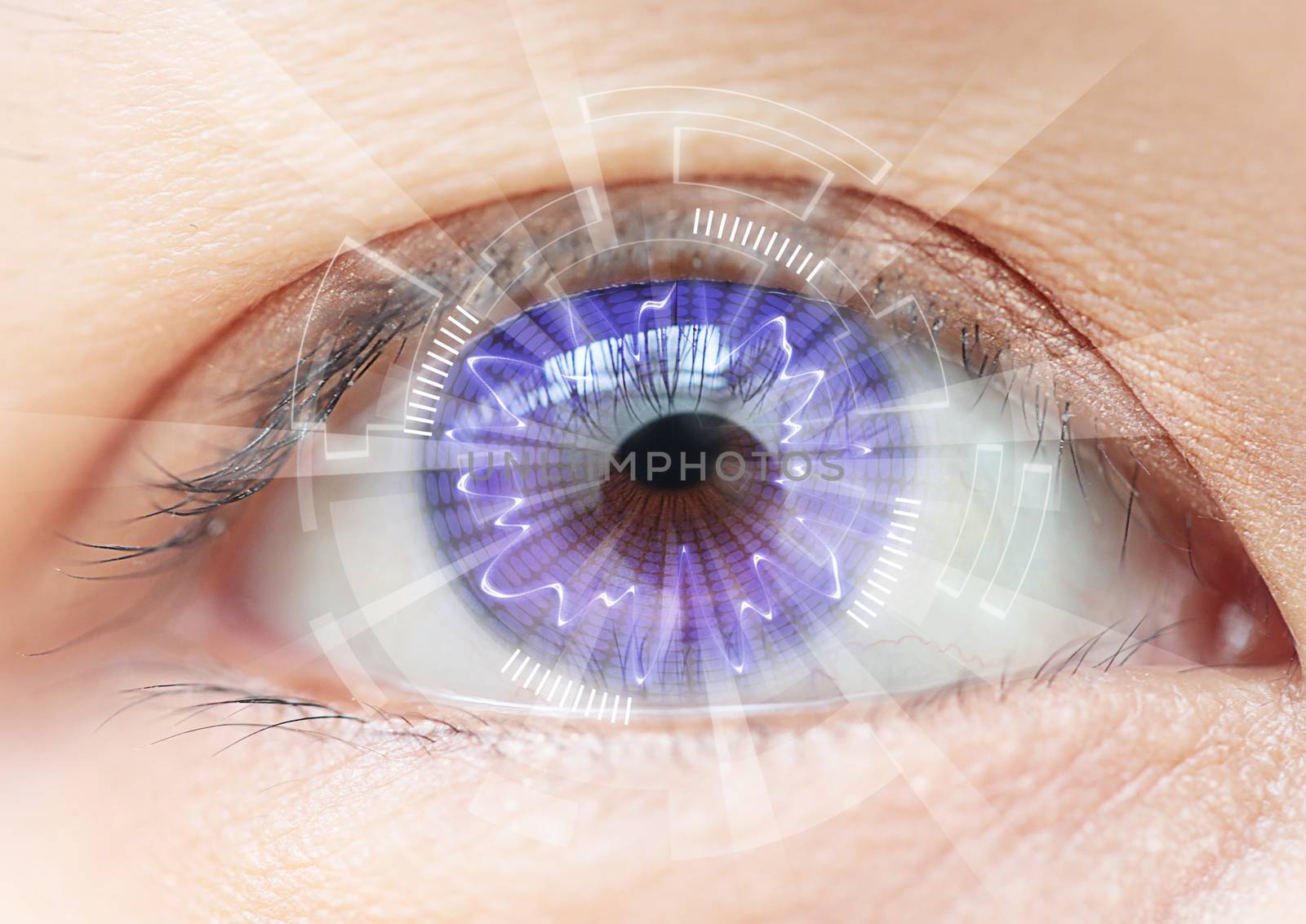 Close-up women eye technology : contact lens