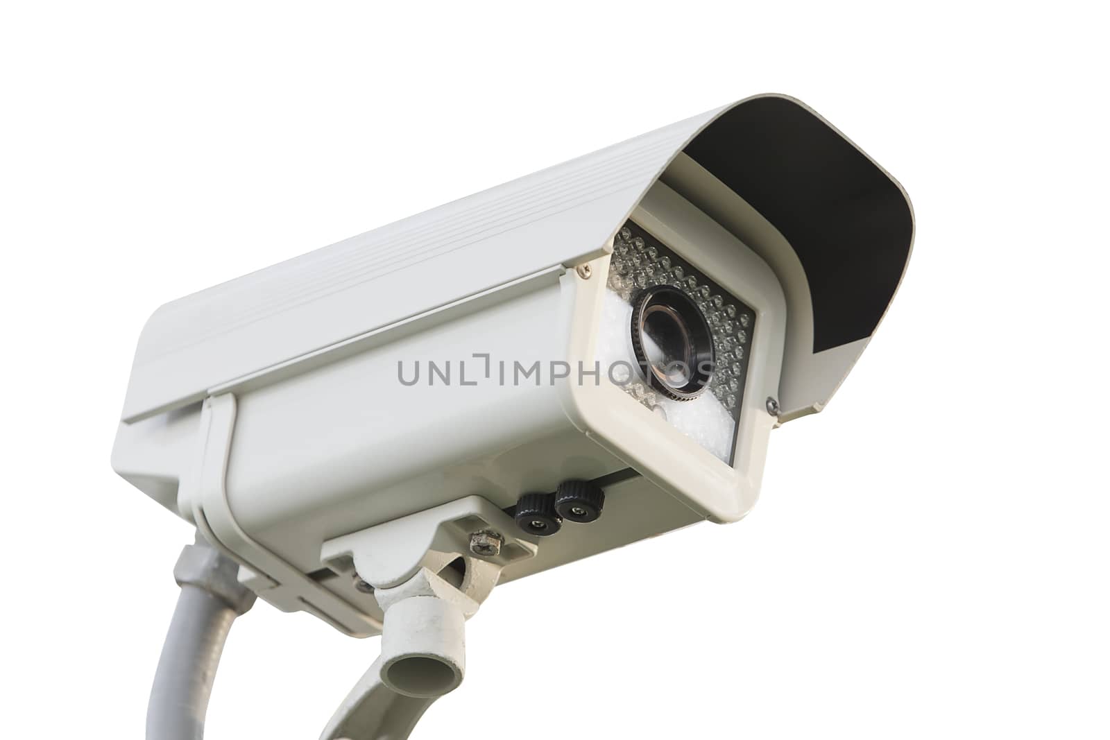 CCTV Security camera isolated white background. by jayzynism