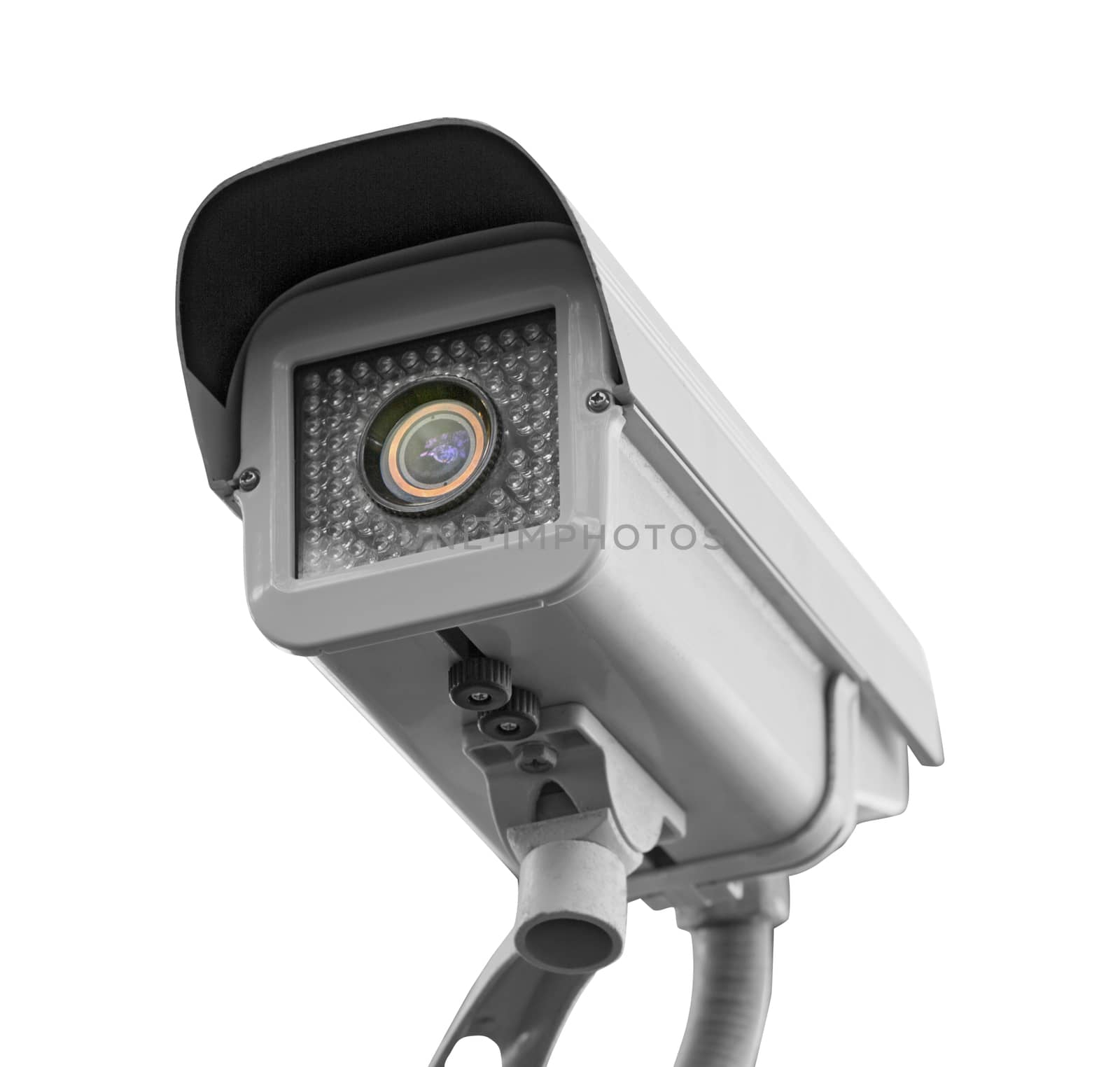 CCTV Security camera isolated white background. by jayzynism