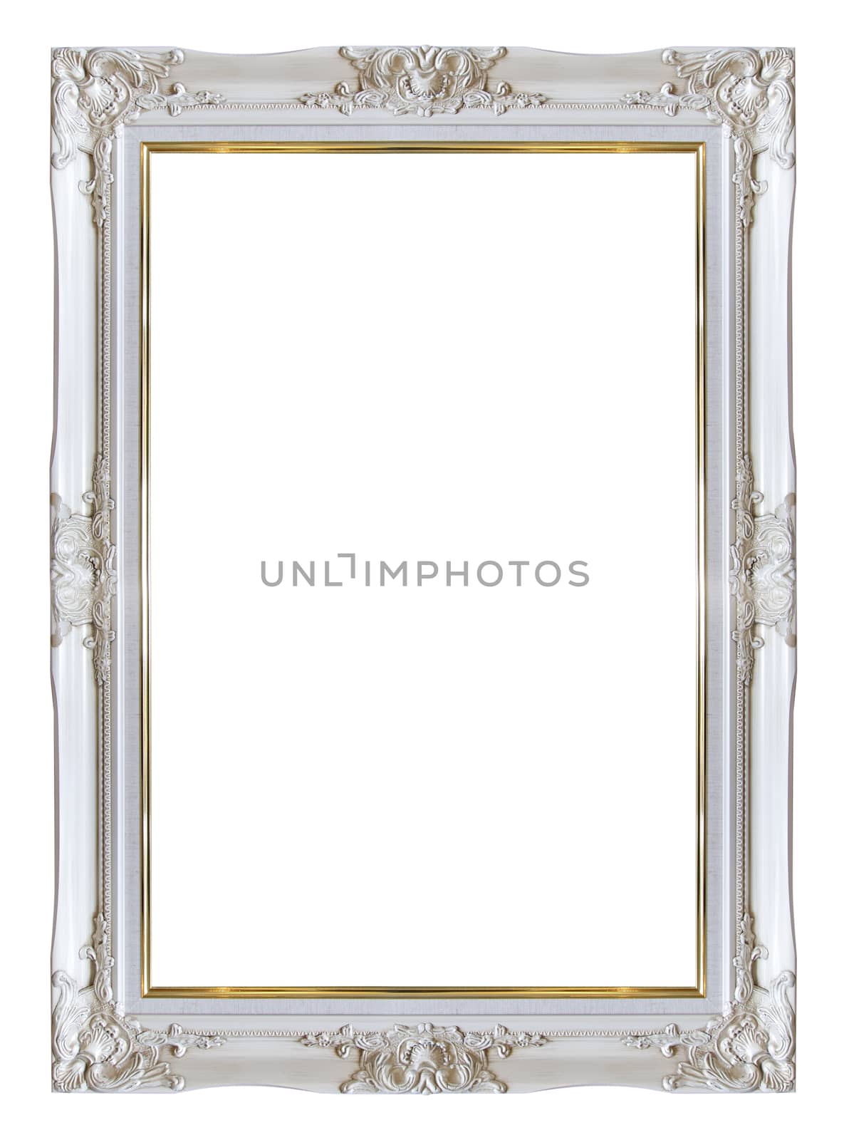 Frame white and gold copper vintage isolated background. by jayzynism