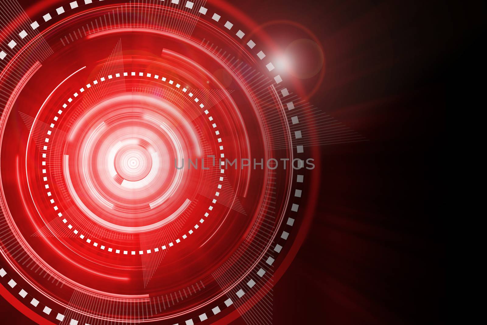 Abstract red lighting cog time-machine flare background. by jayzynism