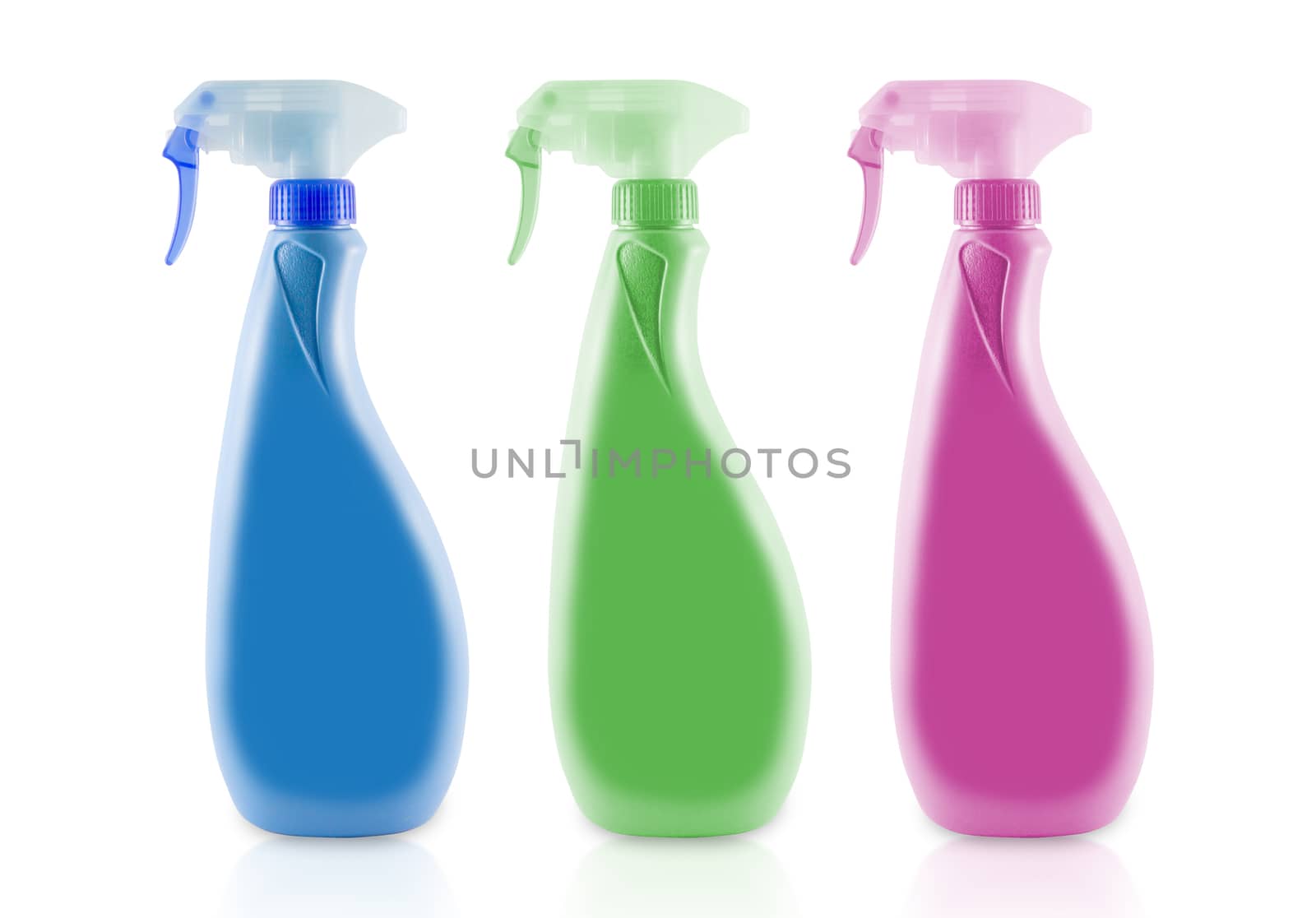 Foggy sprey colorful water isolated white background. by jayzynism