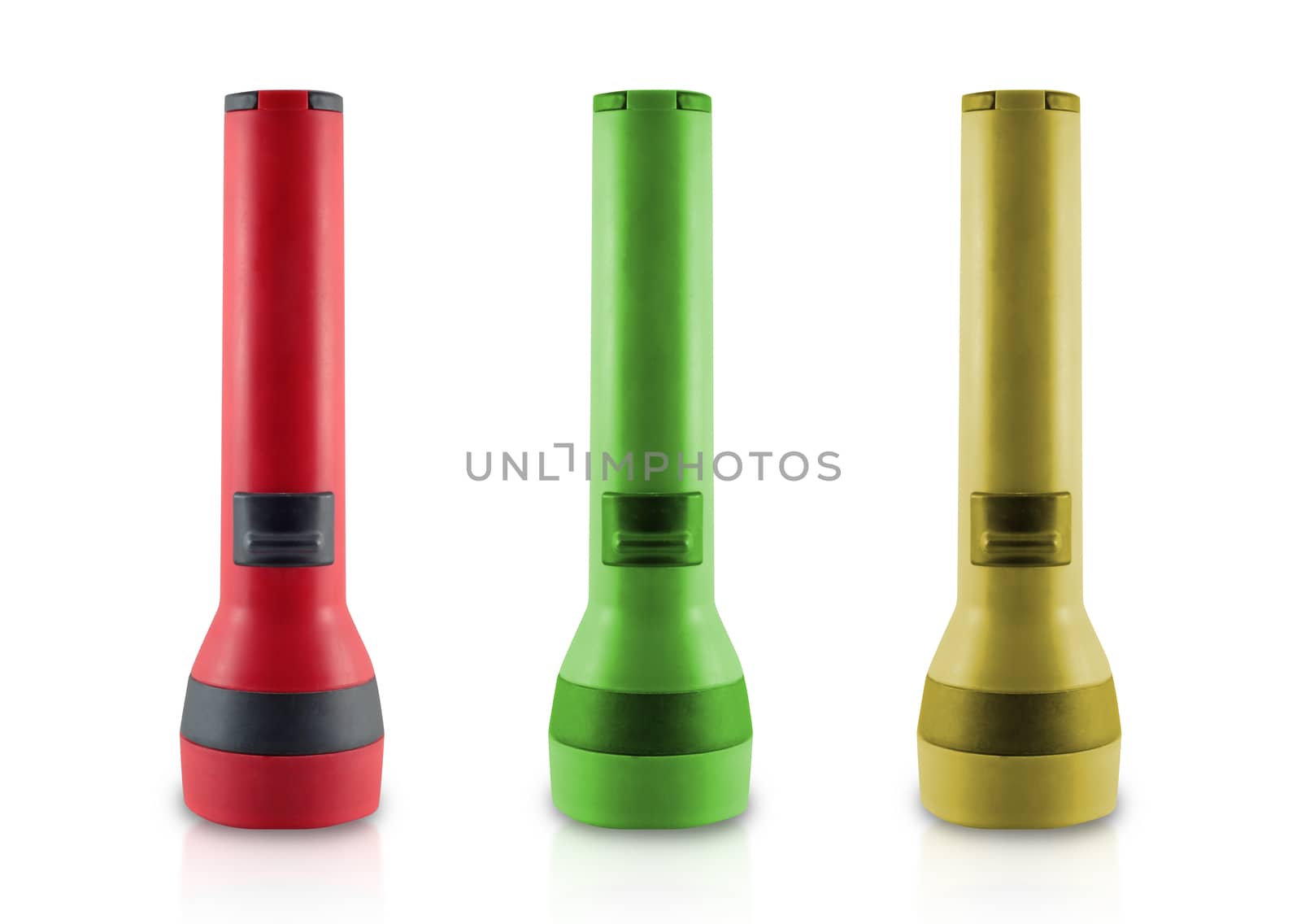 Flashlight three color isolated white background. by jayzynism