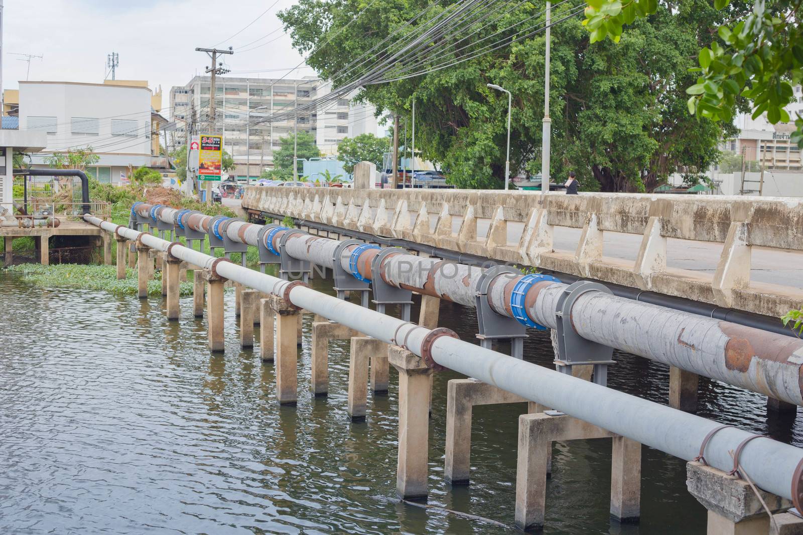 Nakhonratchasima, THAILAND - June 23, 2015 : Waste pipeline drai by jayzynism