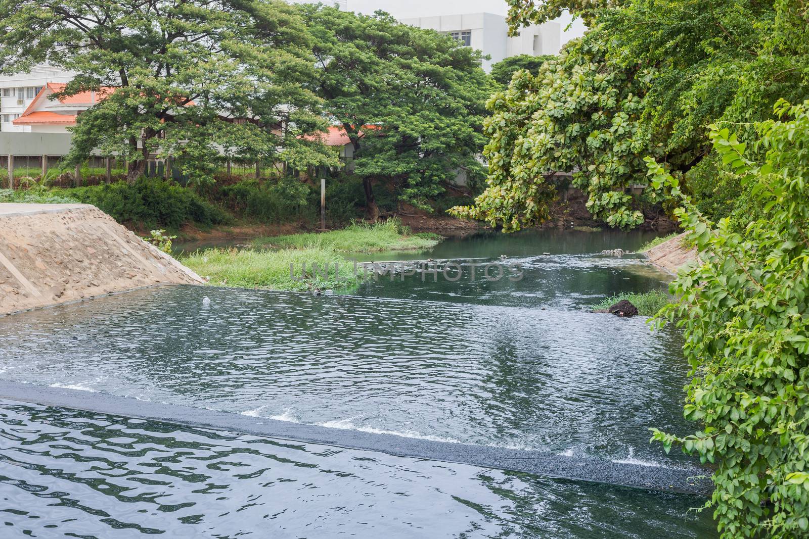 Nakhonratchasima, THAILAND - June 23, 2015 : Waste drainage on w by jayzynism