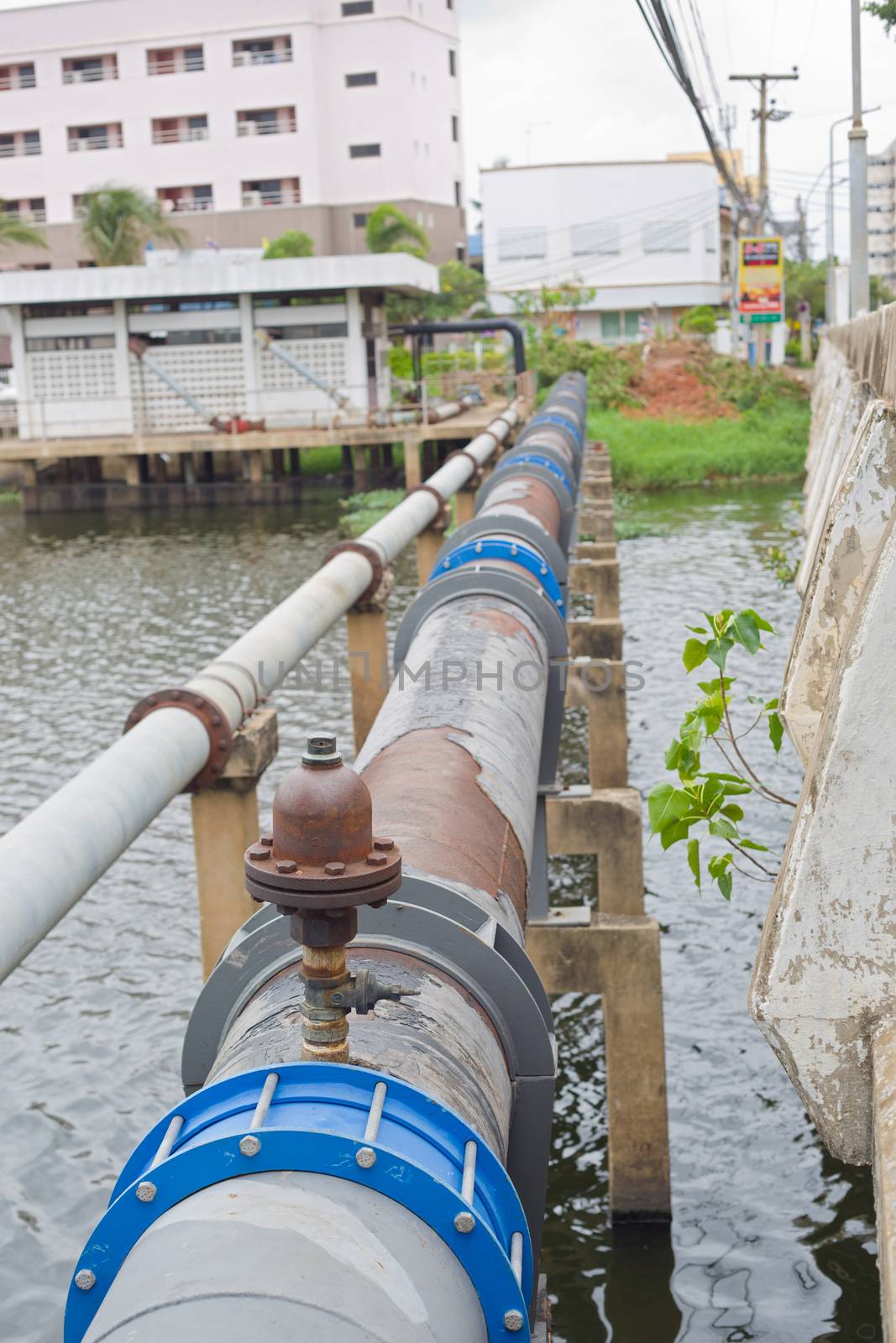 Nakhonratchasima, THAILAND - June 23, 2015 : Waste pipeline drai by jayzynism