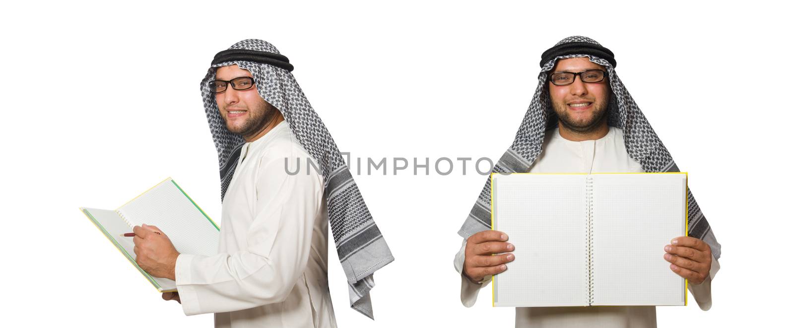 Concept with arab man isolated on white by Elnur