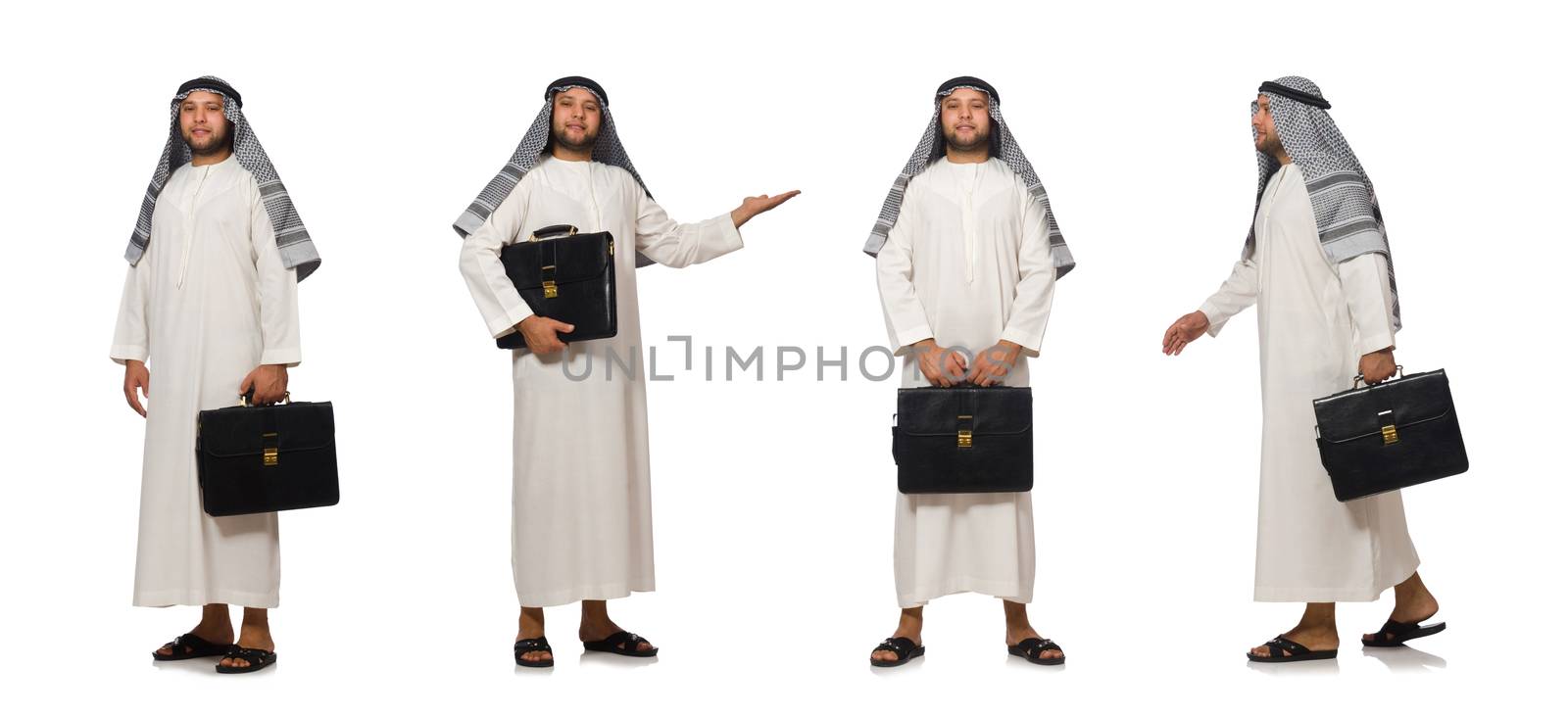 Concept with arab man isolated on white