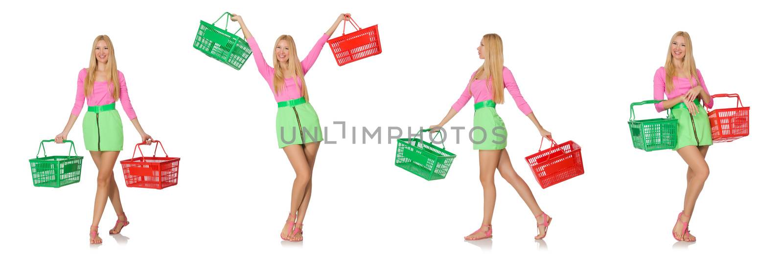 Woman in shopping concept isolated on white by Elnur