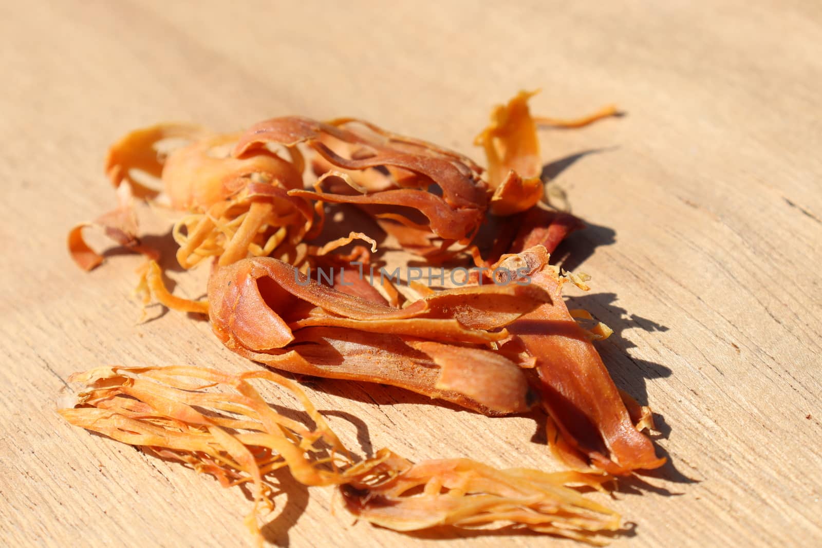 healthy and spicy Mace stock on wooden background