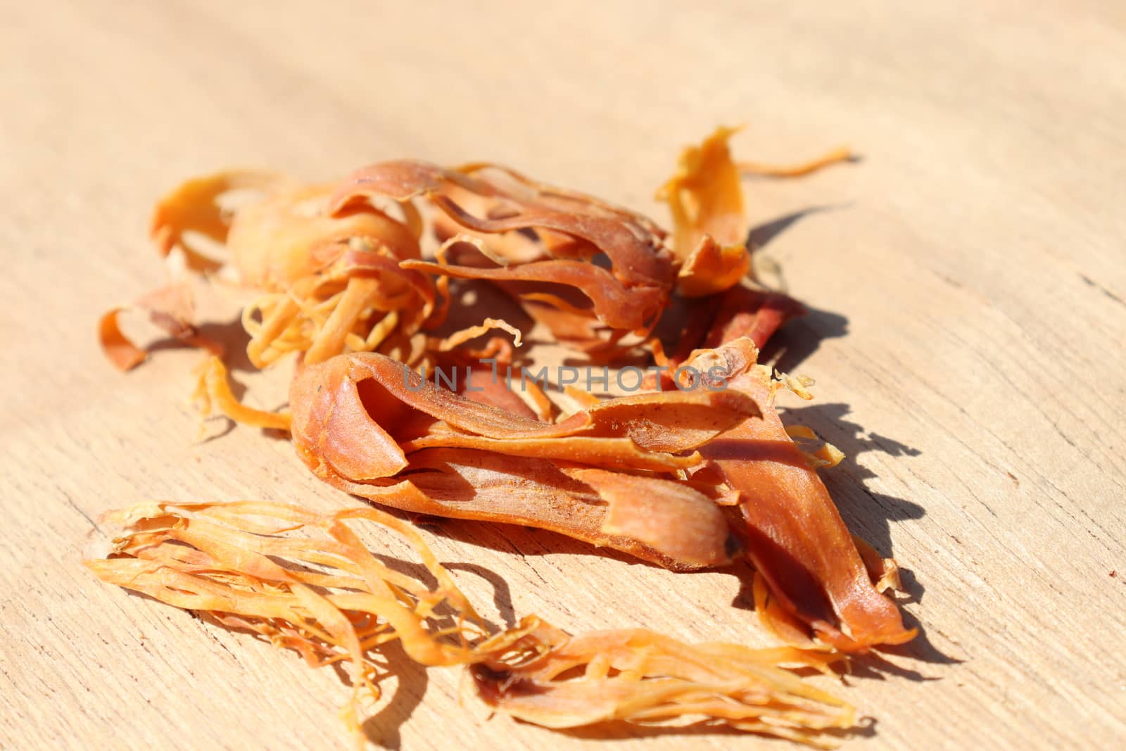 healthy and spicy Mace stock on wooden background