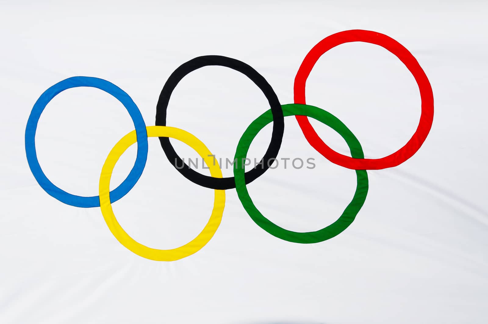 Closeup shot of Olympic flag by dutourdumonde