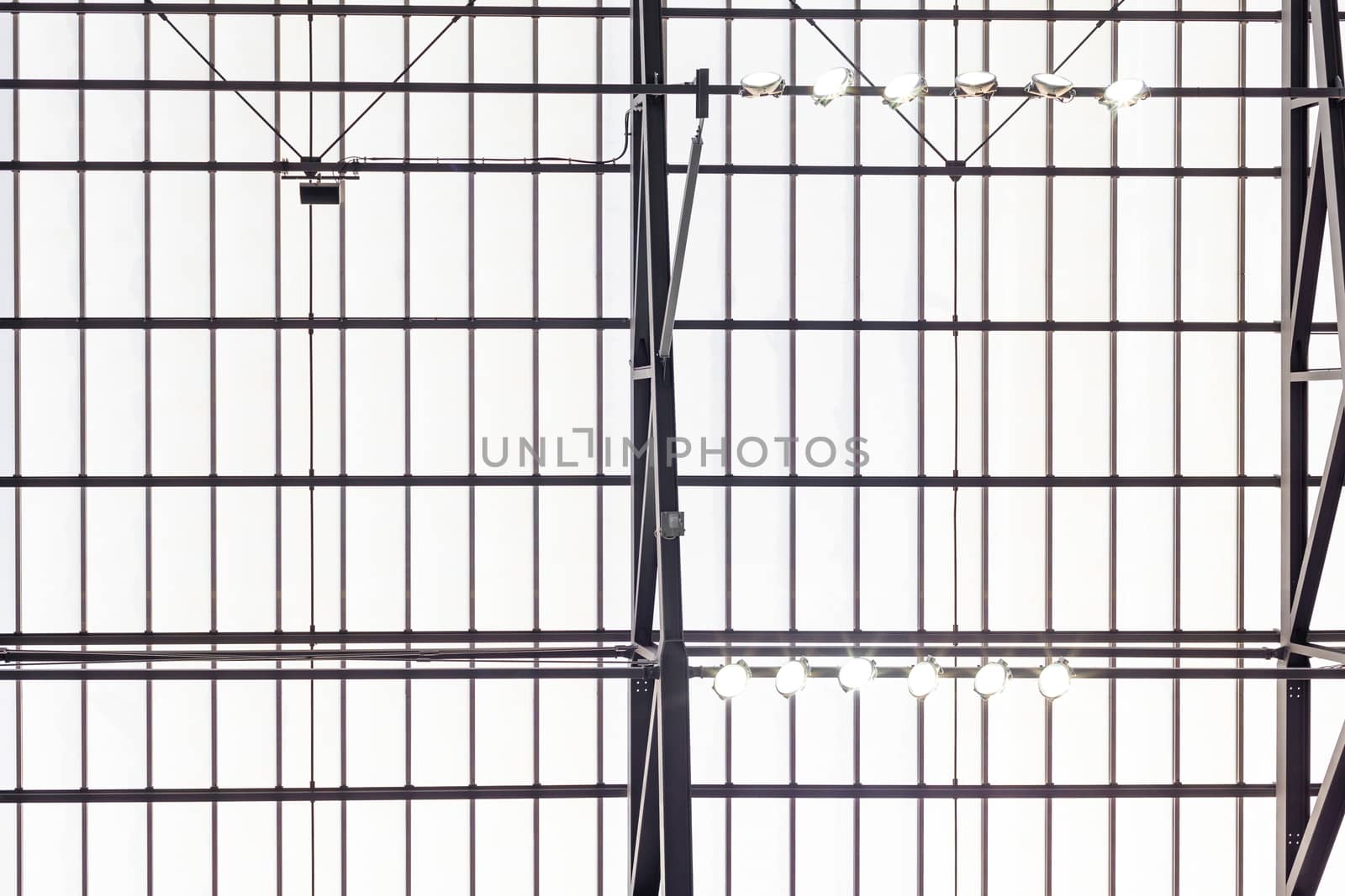 lights on a building metal structure with a window.