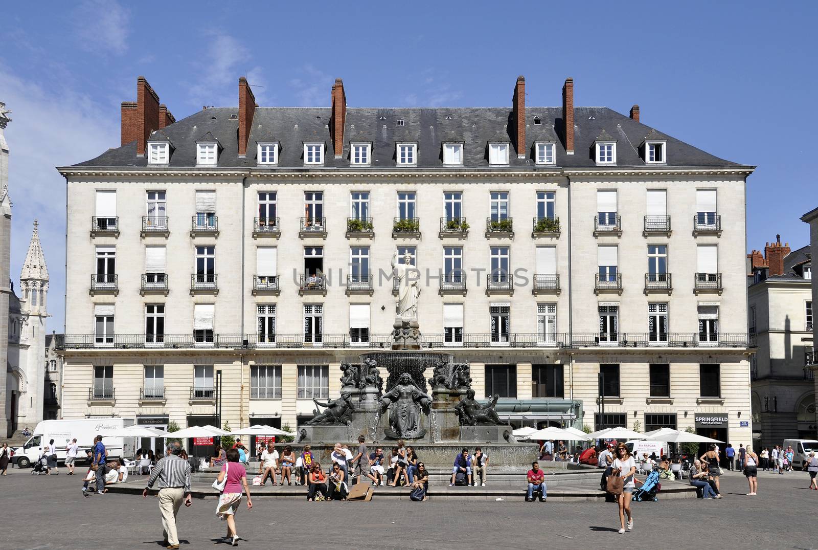 NANTES, FRANCE - CIRCA AUGUST 2011: Place Royale (royal square) in Nantes city centre.