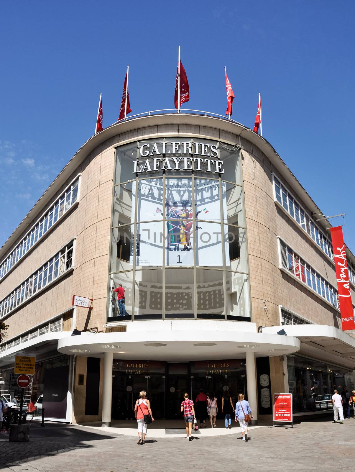 NANTES, FRANCE - CIRCA AUGUST 2011: The Galeries Lafayette department store in the city centre.