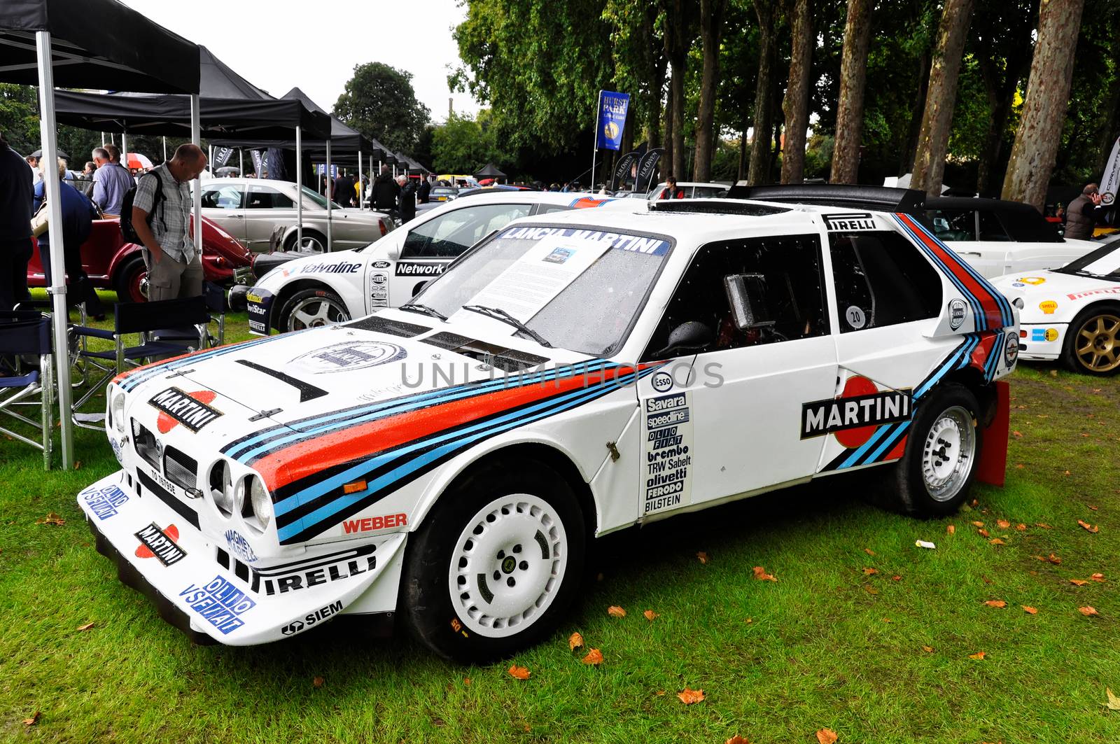 LONDON, UK - CIRCA SEPTEMBER 2011: A Lancia Delta S4 at Chelsea Autolegends. The Lancia Delta S4 was a Group B rally car, here with a Martini livery.