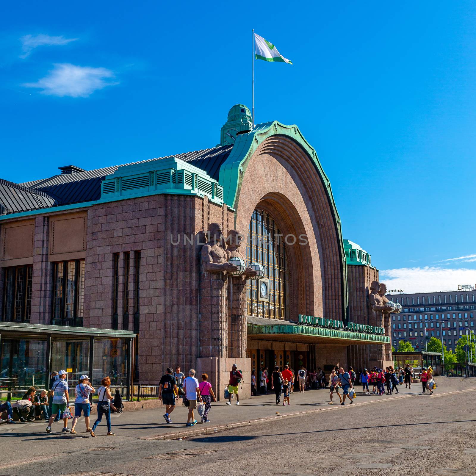 Helsinki Central Station is the main station for commuter rail and long-distance trains departing from HELSINKI, FINLAND - 04.08.2018