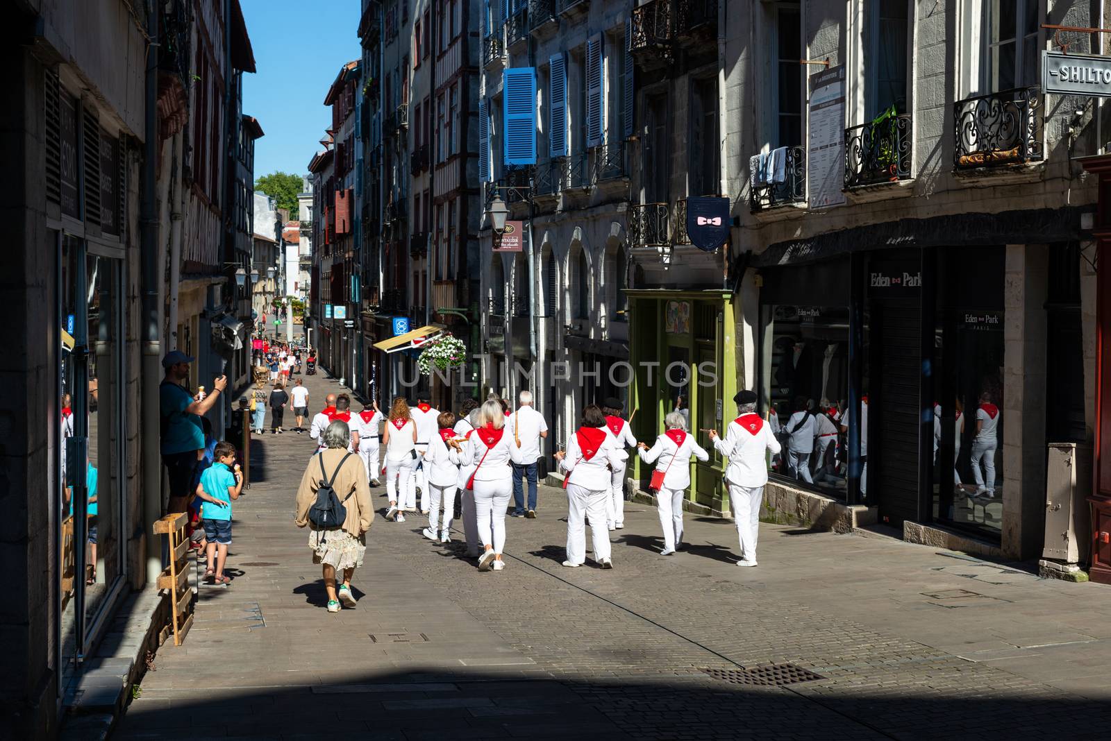 Traditional music band in the streets of Bayonne, France by dutourdumonde