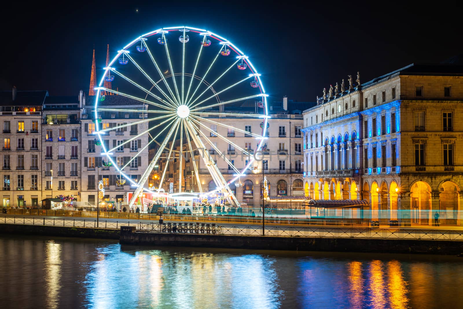 Bayonne ferris wheel at night, France by dutourdumonde