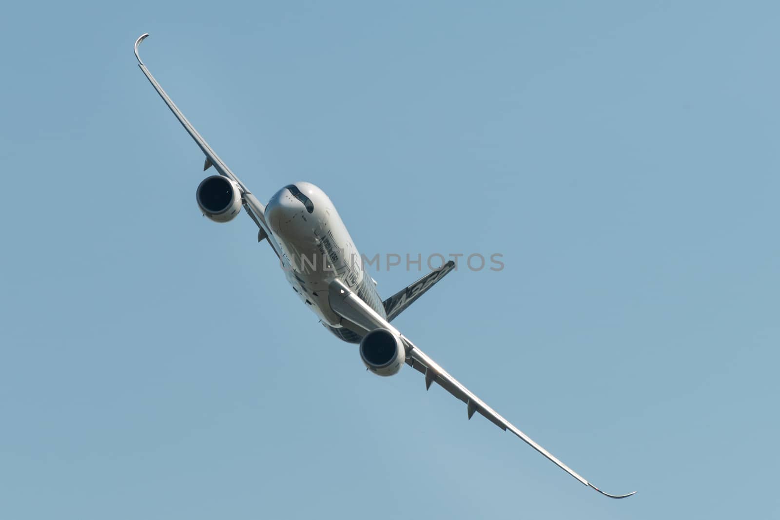 August 30, 2019. Zhukovsky, Russia. long-range wide-body twin-engine passenger aircraft Airbus A350-900 XWB Airbus Industrie at the International Aviation and Space Salon MAKS 2019.