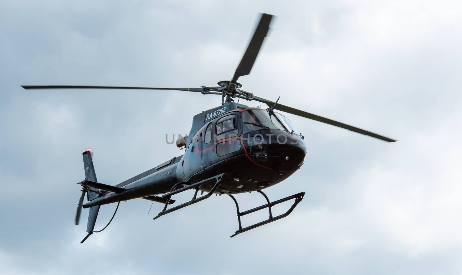September 12, 2020, Kaluga region, Russia. Helicopter Aerospatiale AS.350 Ecureuil at the airport Oreshkovo.