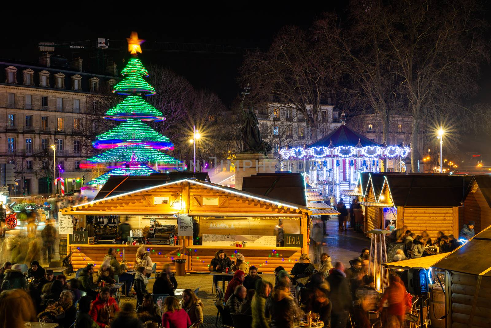 The Bayonne Christmas market at night, France by dutourdumonde