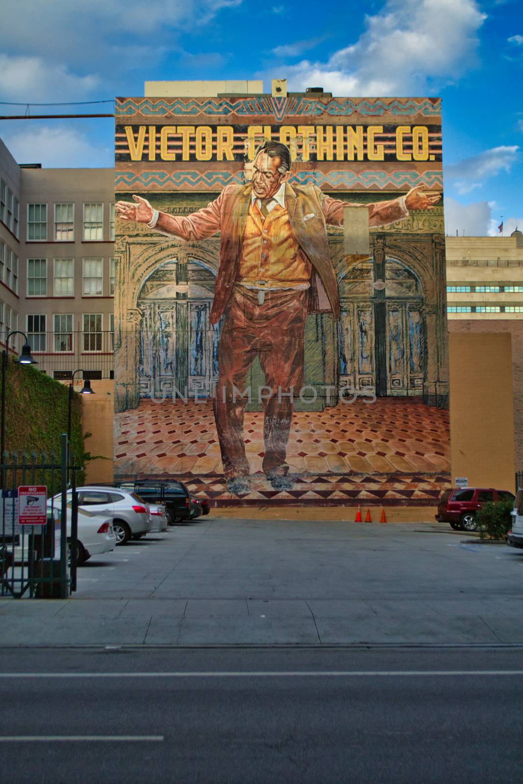 Los Angeles, USA, November 2013: Victor Clothing Co Mural at Broadway Ave, Los Angeles, California, USA