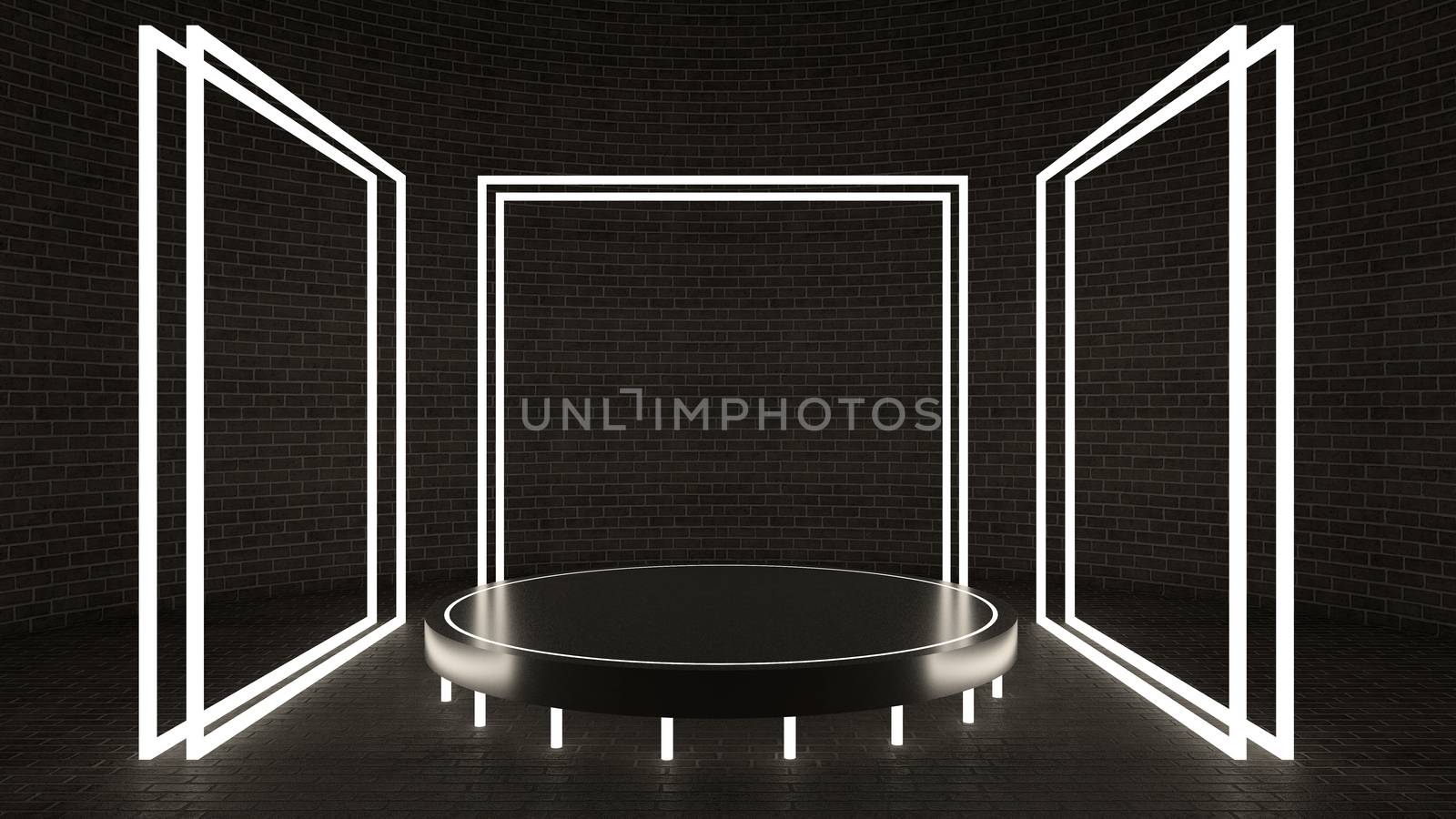 3d rendering of circle podium for show product