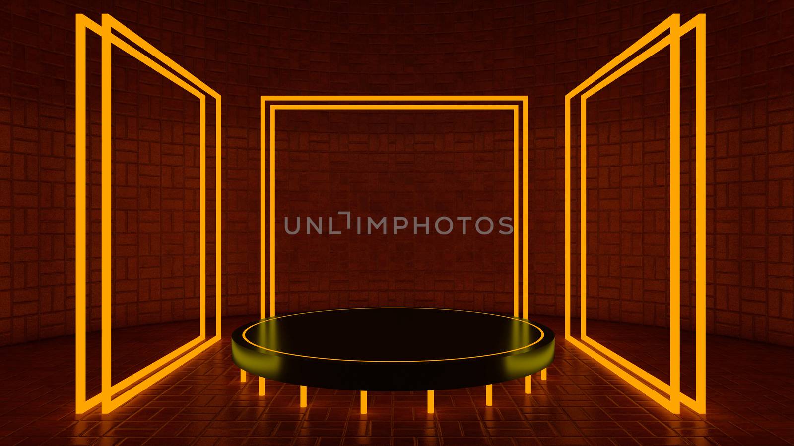 3d rendering of circle podium for show product