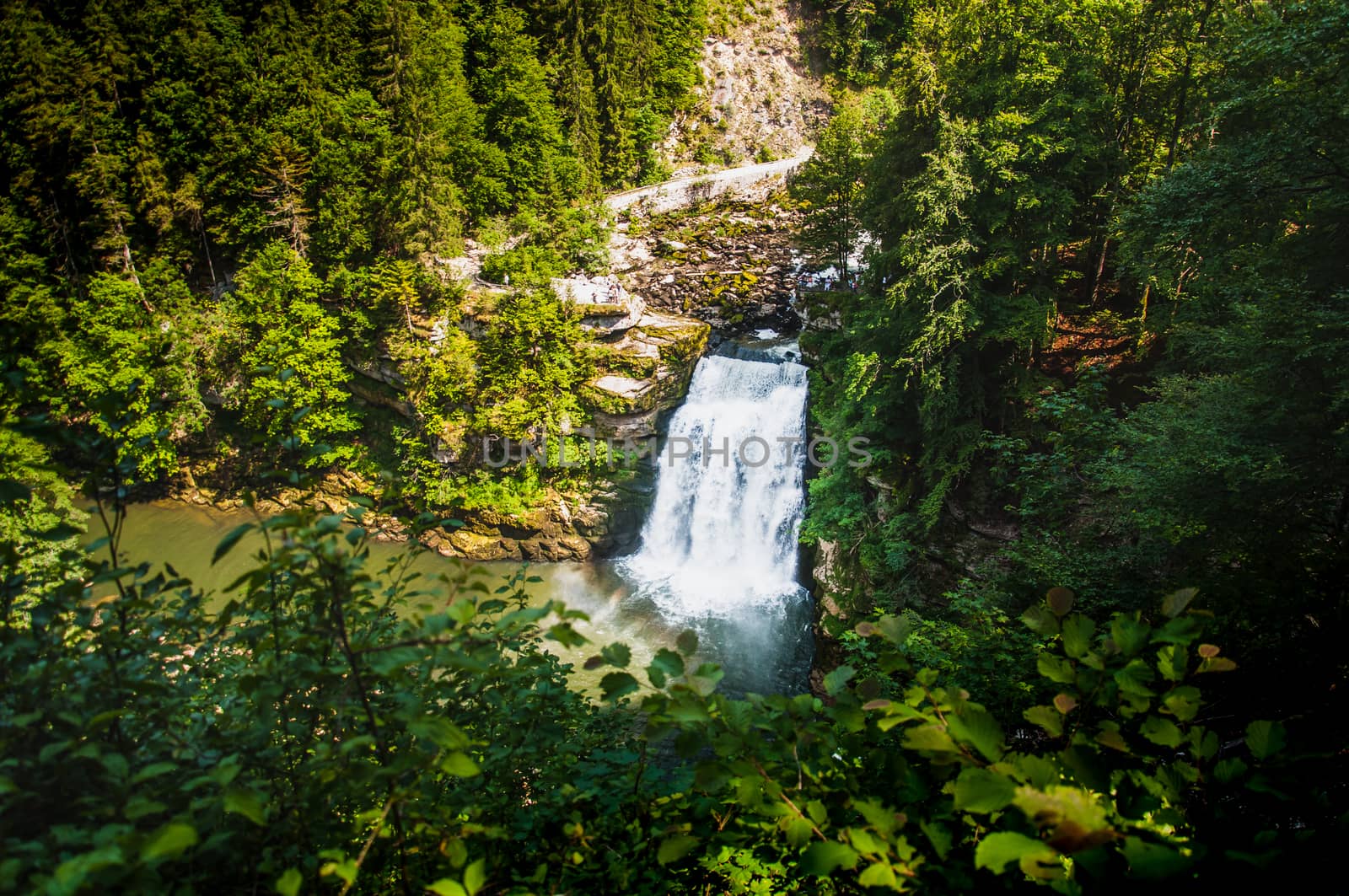 Doubs Falls on the Franco-Swiss border in France