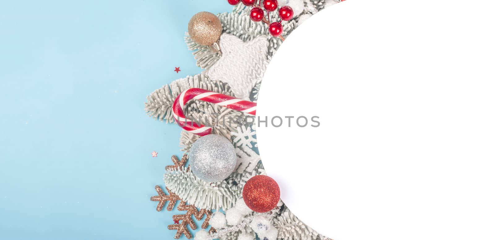Frost fir tree and Christmas decor by destillat