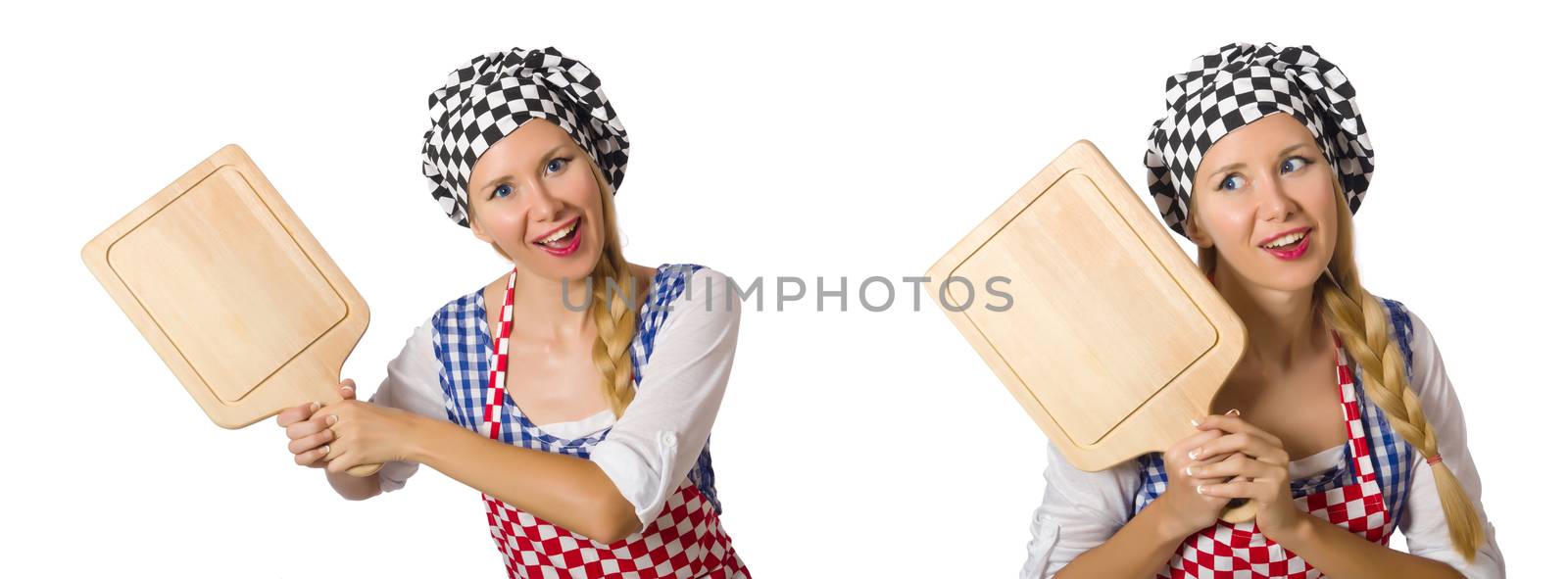Woman cook isolated on the white background by Elnur