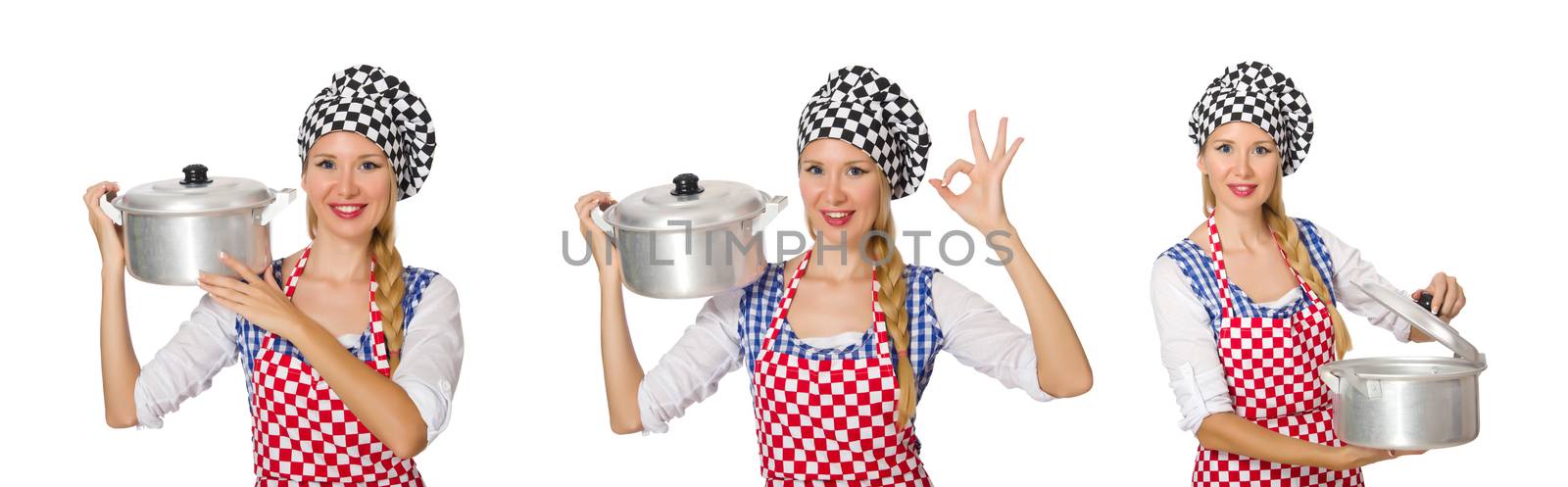 Woman cook isolated on the white background by Elnur
