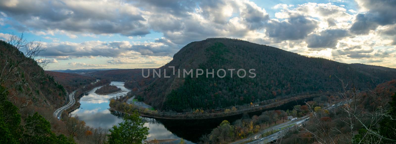 A Panoramic Shot of the View From Mount Tammany at the Delaware  by bju12290