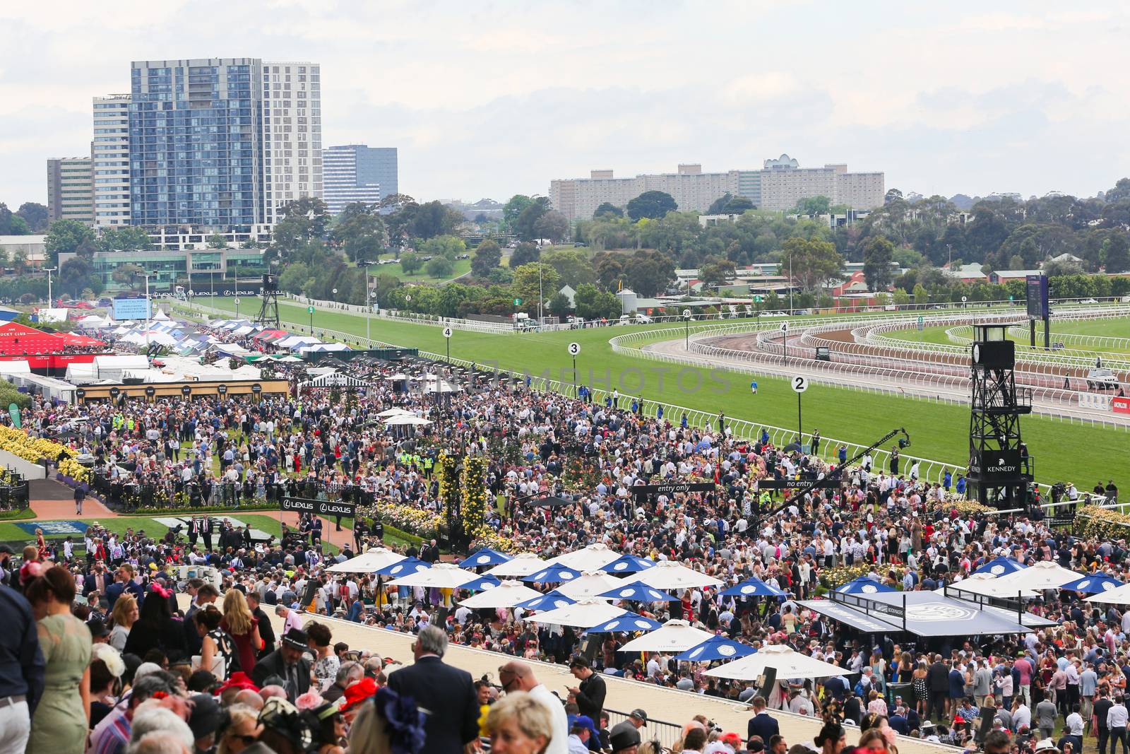 MELBOURNE, AUSTRALIA - NOVEMBER 6: Guests enjoying Lexus Melbourne Cup Day at the 2018 Melbourne Cup Carnival