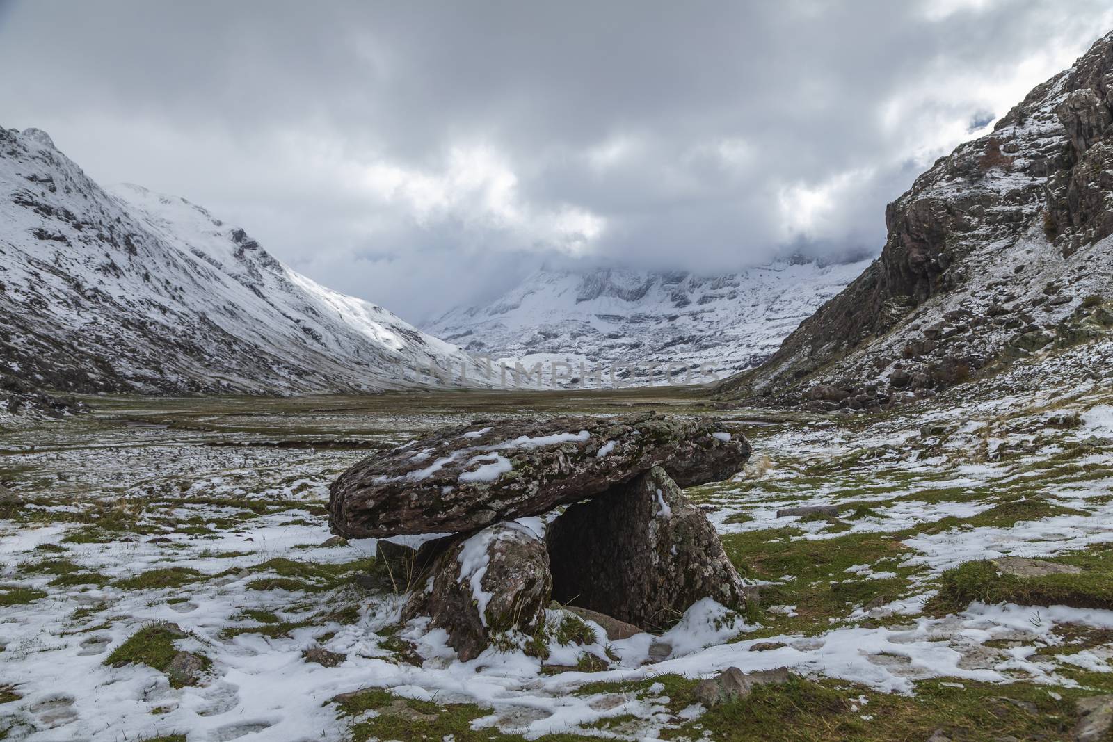 Dolmen of the Aguas Tuertas valley, Pyrenees, Huesca, Spain. by alvarobueno