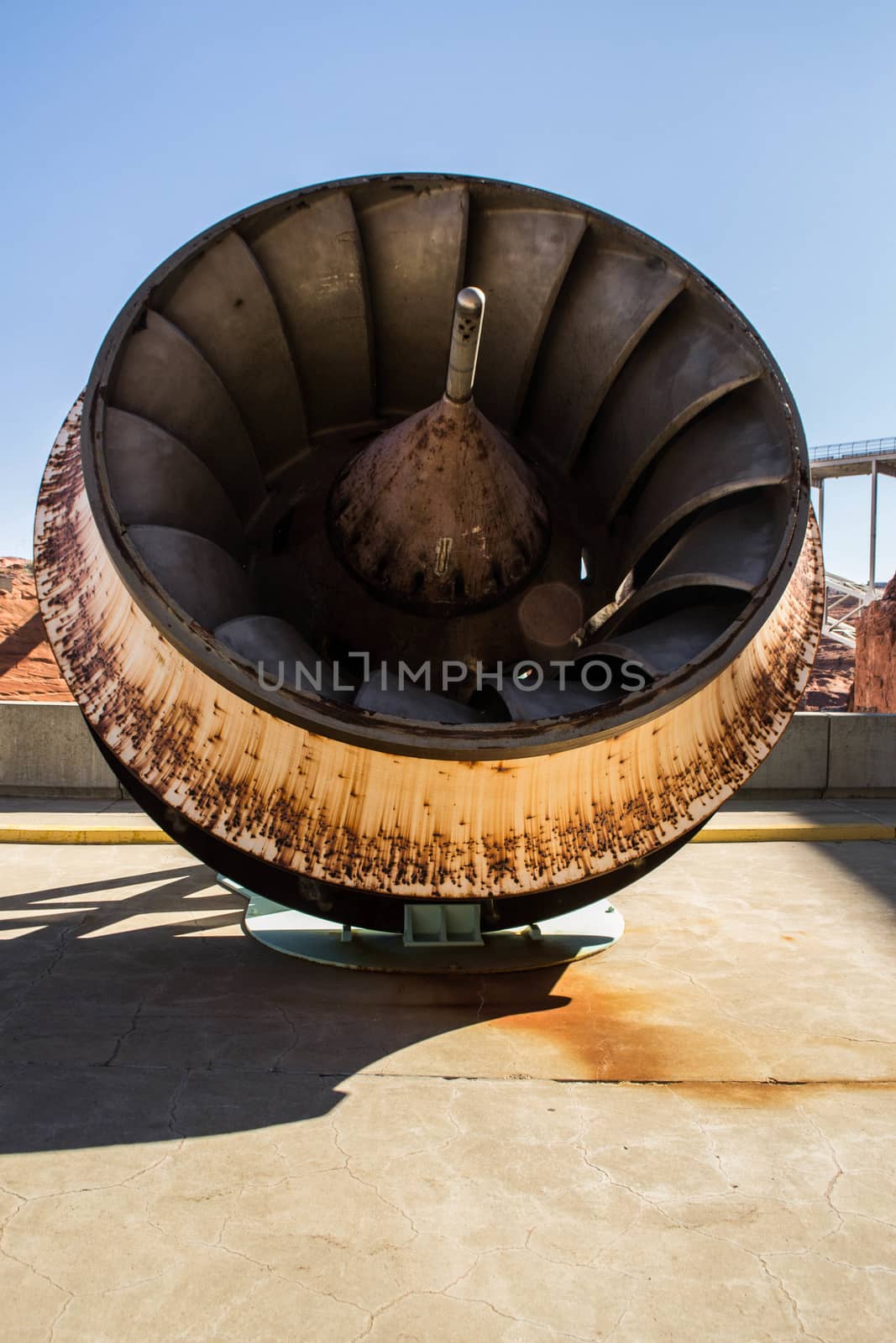 Francis turbine runner on display at Glen Canyon dam in Page, Arizona by kb79