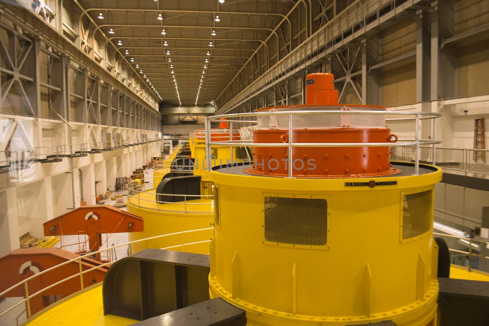 Turbine hall of Glen Canyon hydroelectric power plant near Page, Arizona in the United States. by kb79