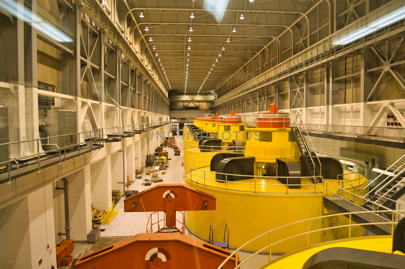 Turbine hall of Glen Canyon hydroelectric power plant near Page, Arizona in the United States. by kb79