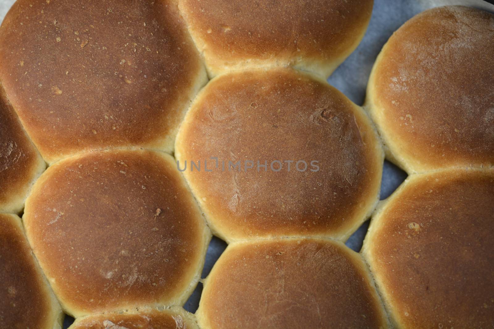 Close up of homemade baked hamburger buns